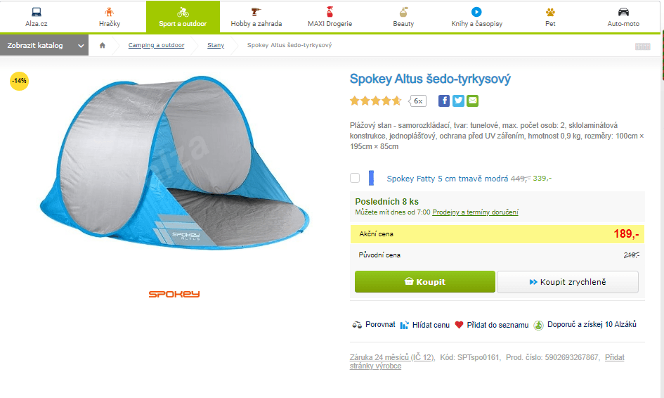 Plážový stan samorozkládací Spokey Altus