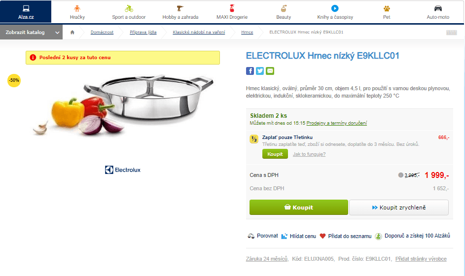Hrnec nízký Electrolux, 30 cm, 4,5 l