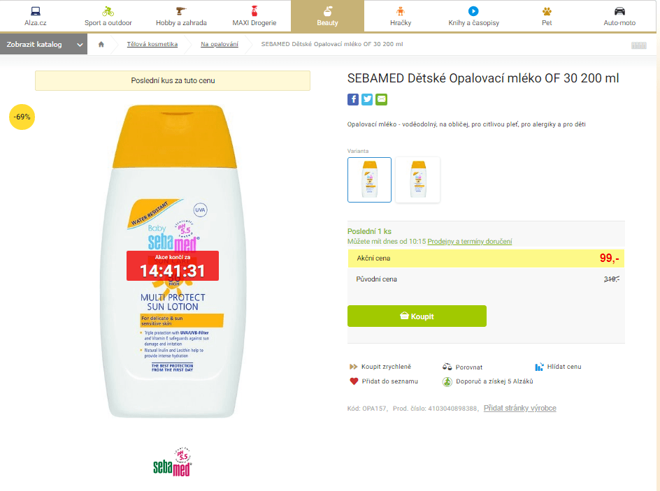 Opalovací mléko Sebamed OF 30 200 ml