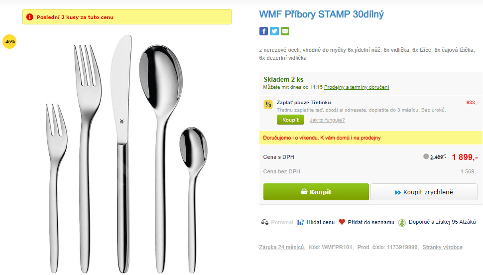 30dílná sada příborů WMF STAMP