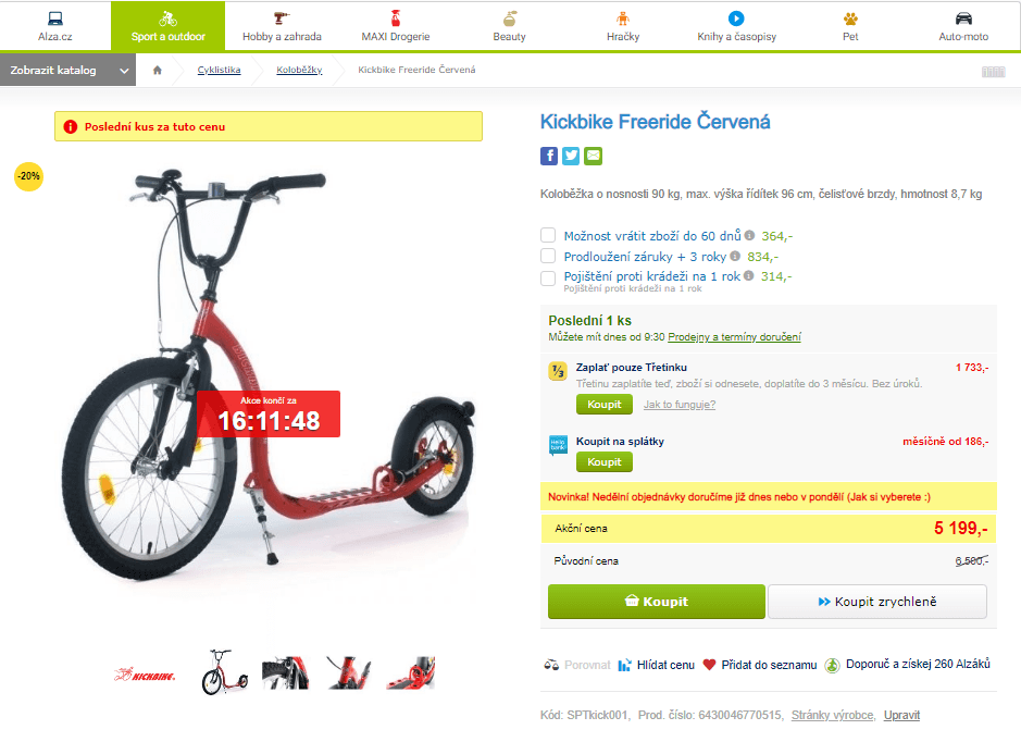 Koloběžka Kickbike Freeride Červená