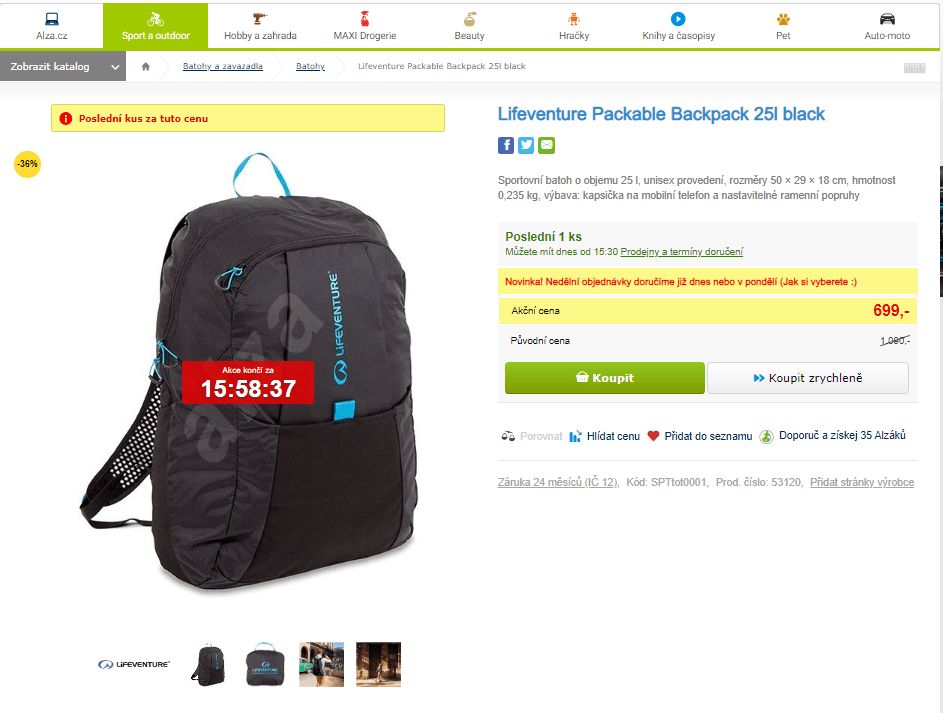 Batoh Lifeventure Packable 25l
