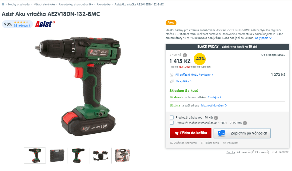 Aku vrtačka / šroubovák Asist, 2x baterie