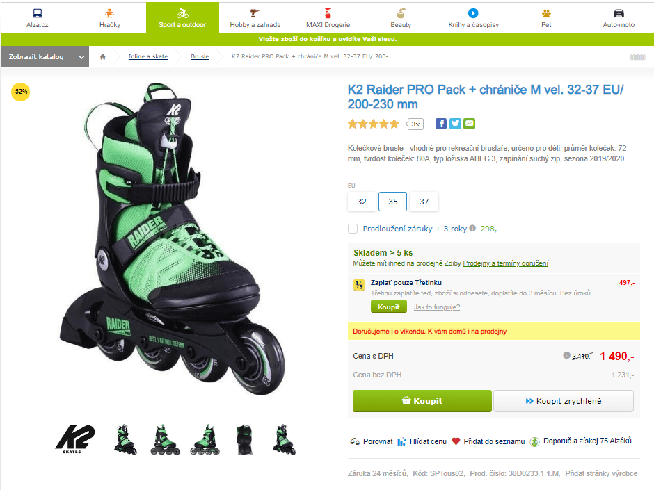 Brusle dětské K2 Raider Pro + chrániče