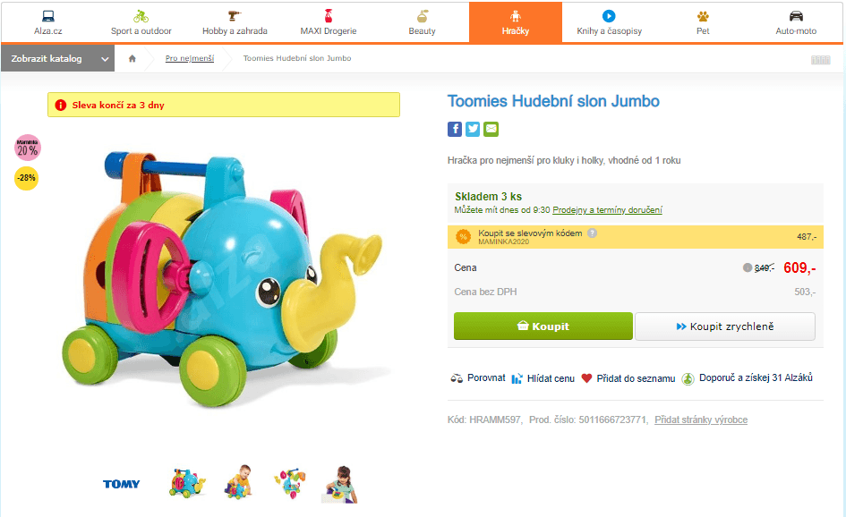 Toomies Hudební slon Jumbo
