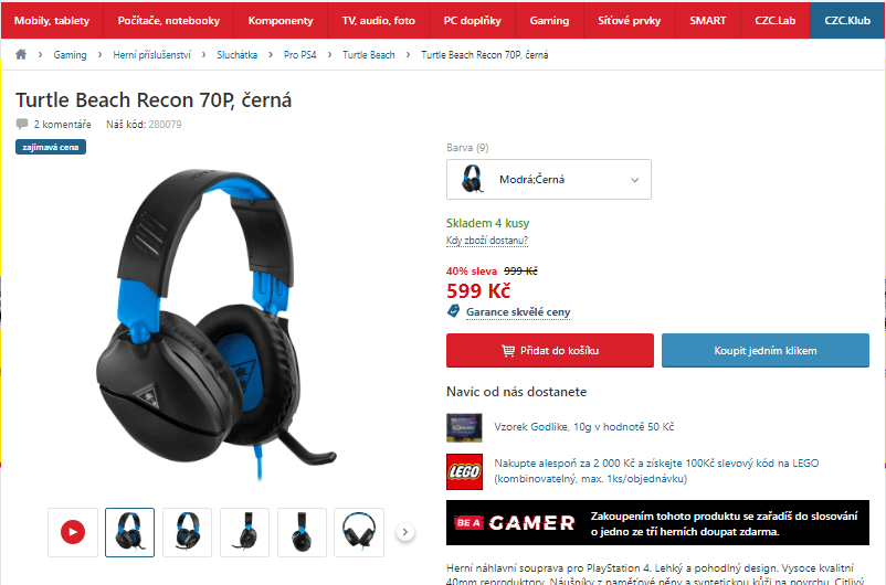 Herní sluchátka Turtle Beach Recon 70P