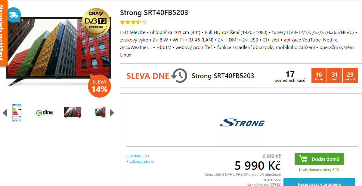 Full HD LED, T2, Smart, 101cm, Strong