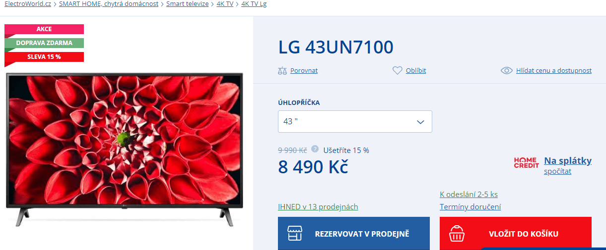 4K Smart TV, HDR, 108cm, HDR, LG