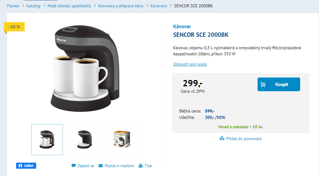 Kávovar na překapávanou kávu Sencor