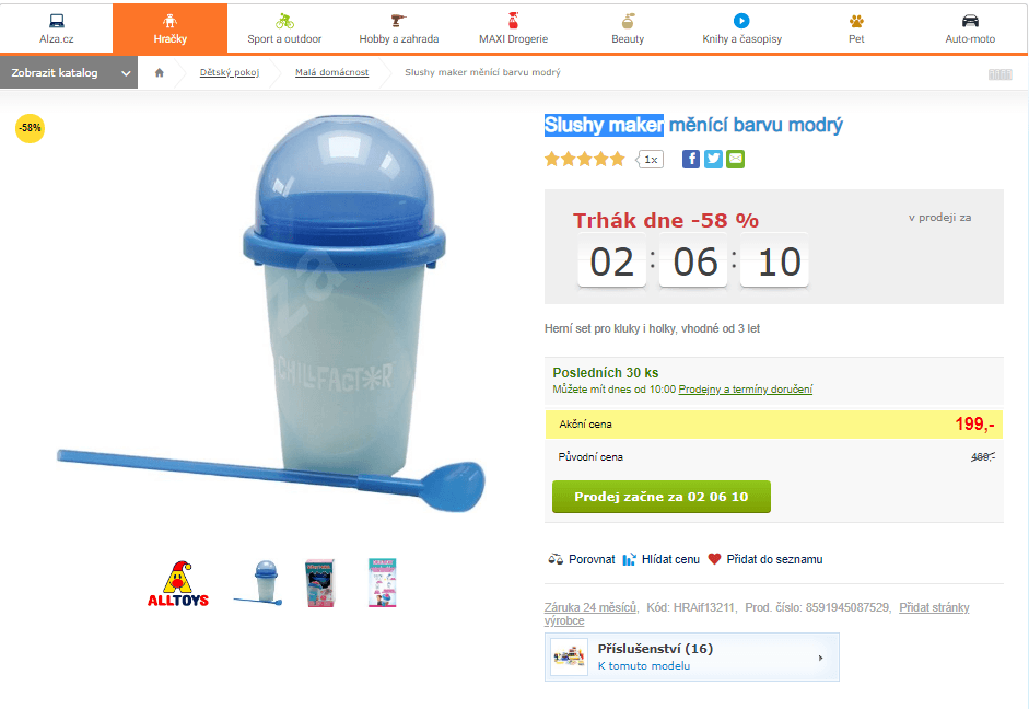 Slushy maker měnící barvu