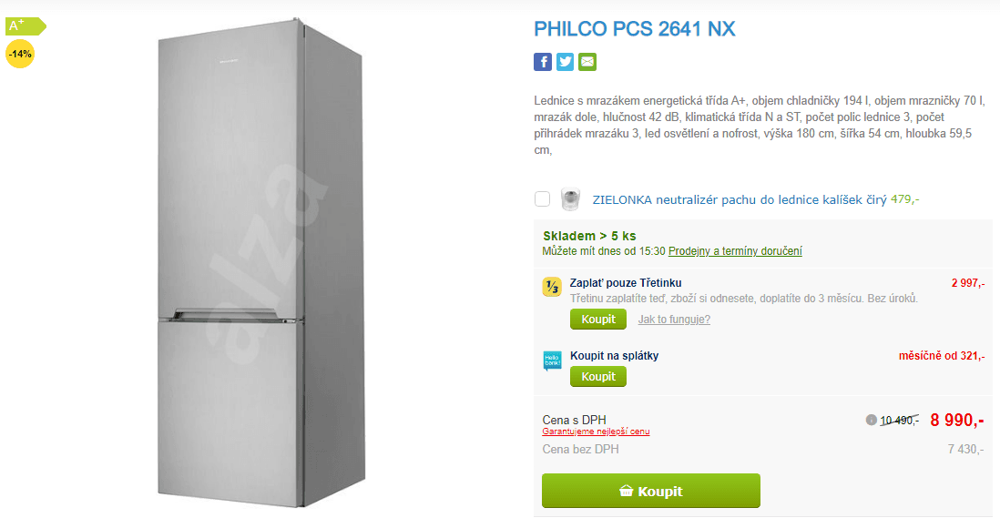 Lednice Philco, A+, no frost, 180cm