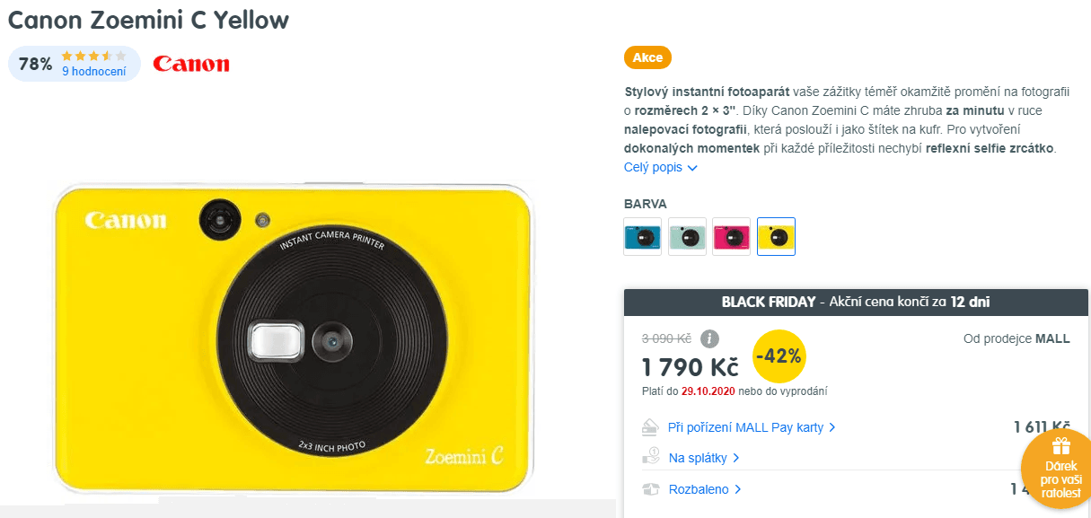 Instantní foťák Canon Zoemini, tisk