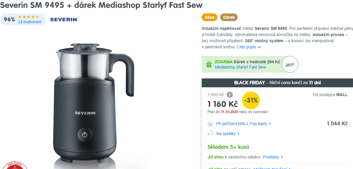 Indukční napěňovač mléka Severin