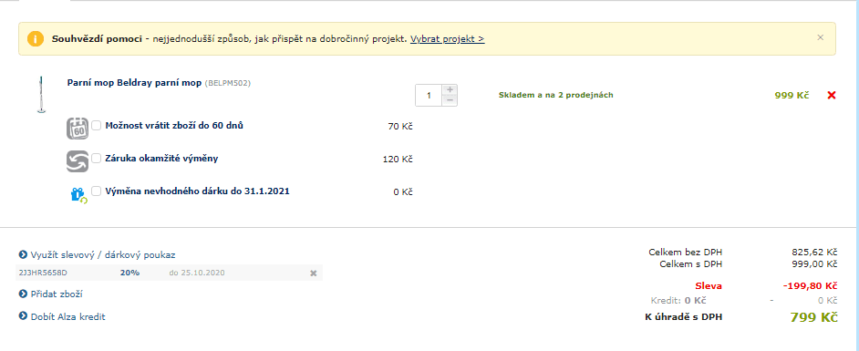 Parní mop Beldray, 25 g/min., 350 ml