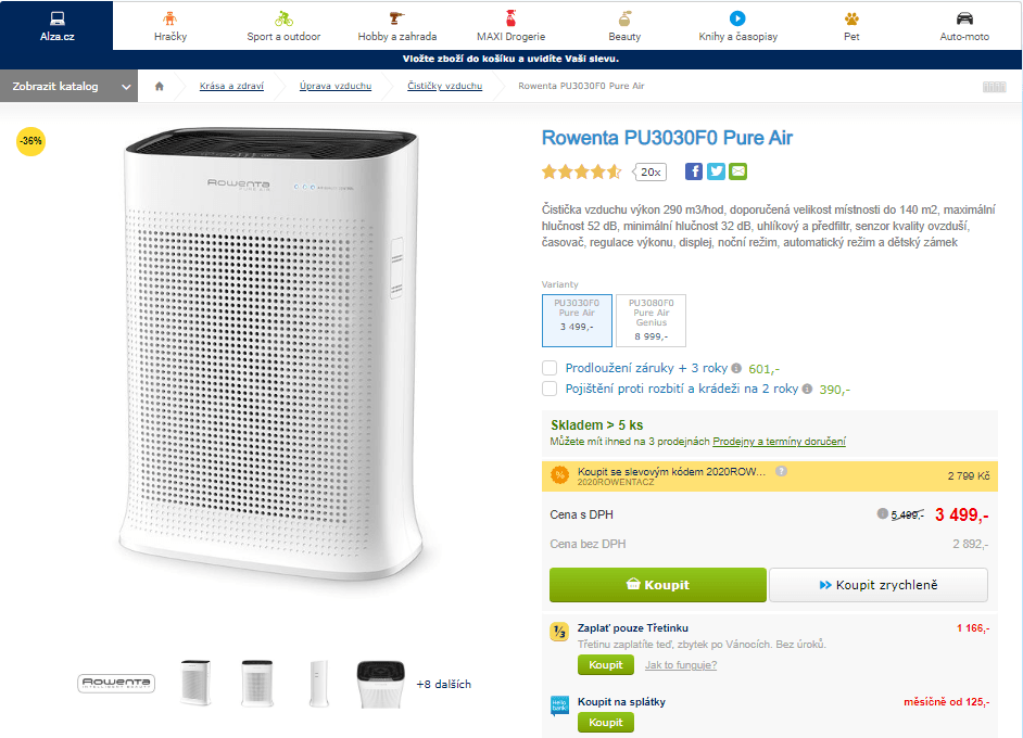 Čistička vzduchu Rowenta PU3030F0