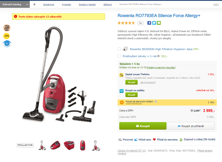 Sáčkový vysavač Rowenta RO7793EA