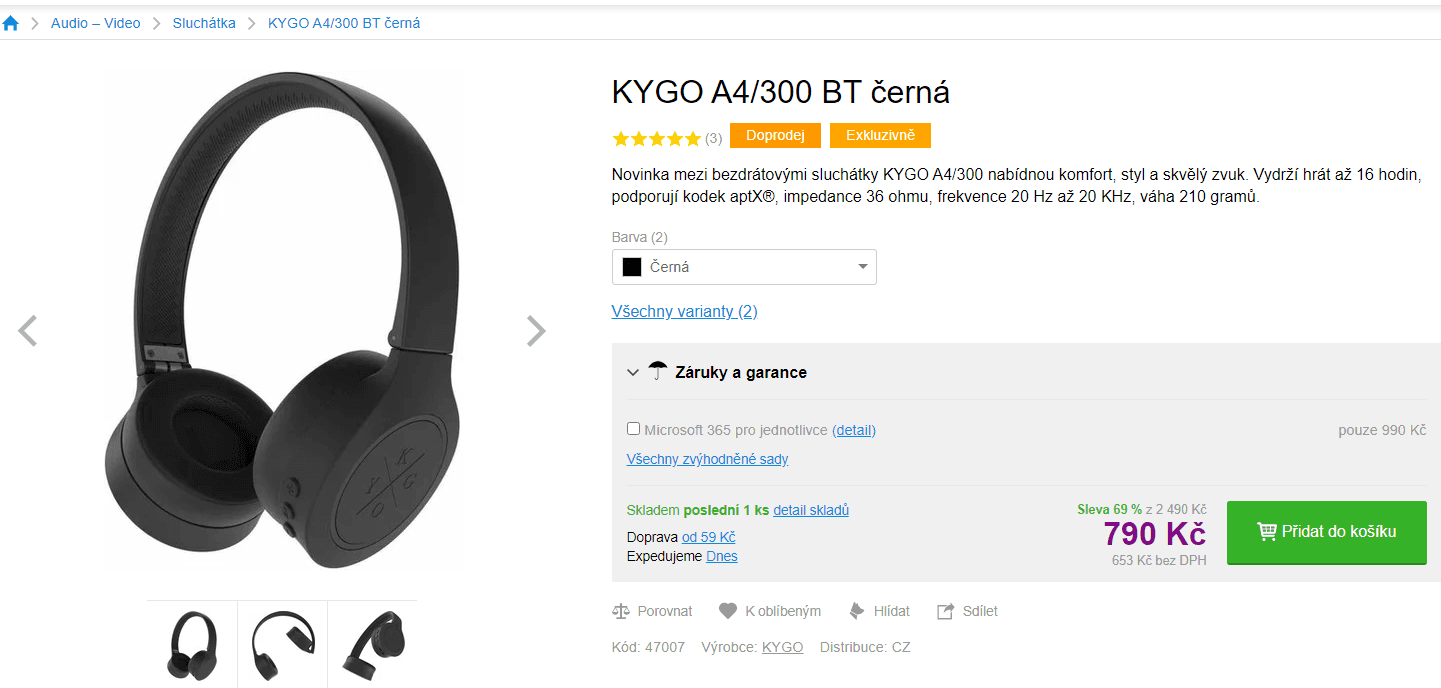 Bezdrátová sluchátka KYGO A4