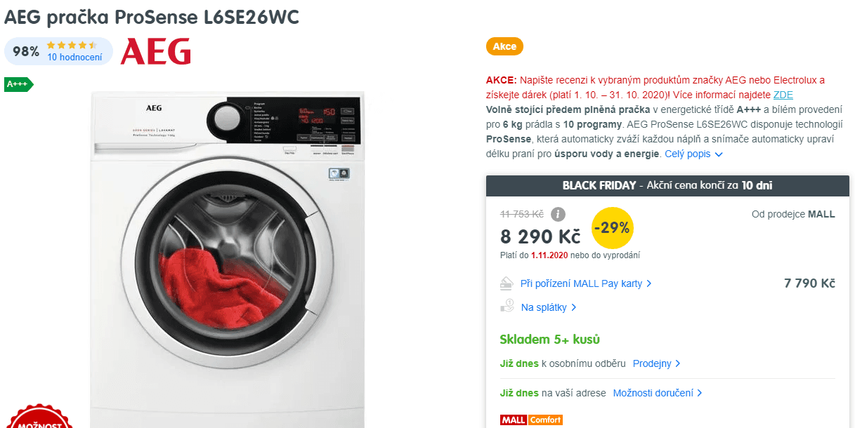 Pračka AEG ProSense, 6kg, 1200 ot., A+++