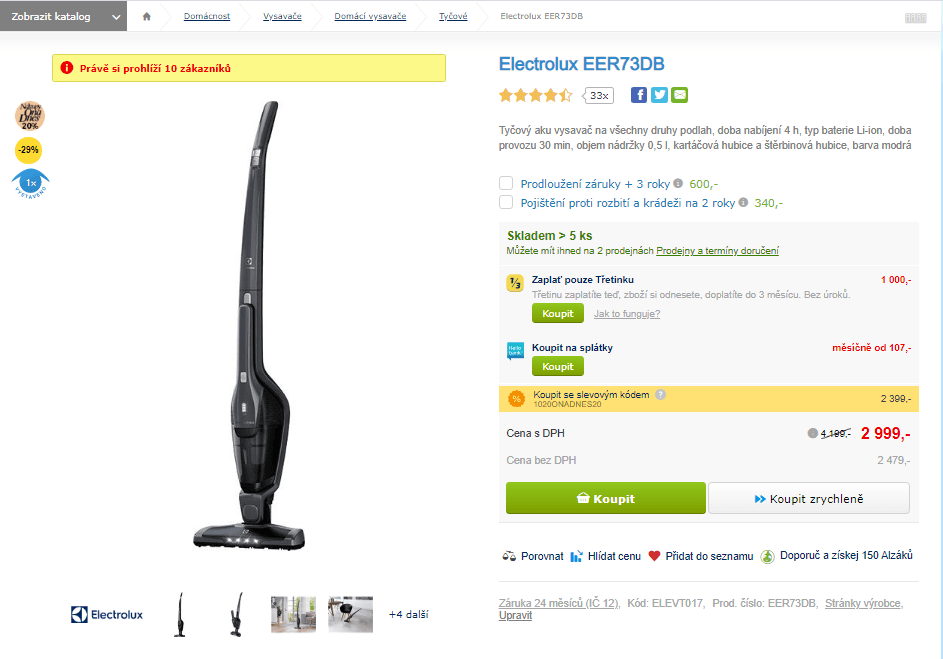 Tyčový aku vysavač Electrolux EER73DB