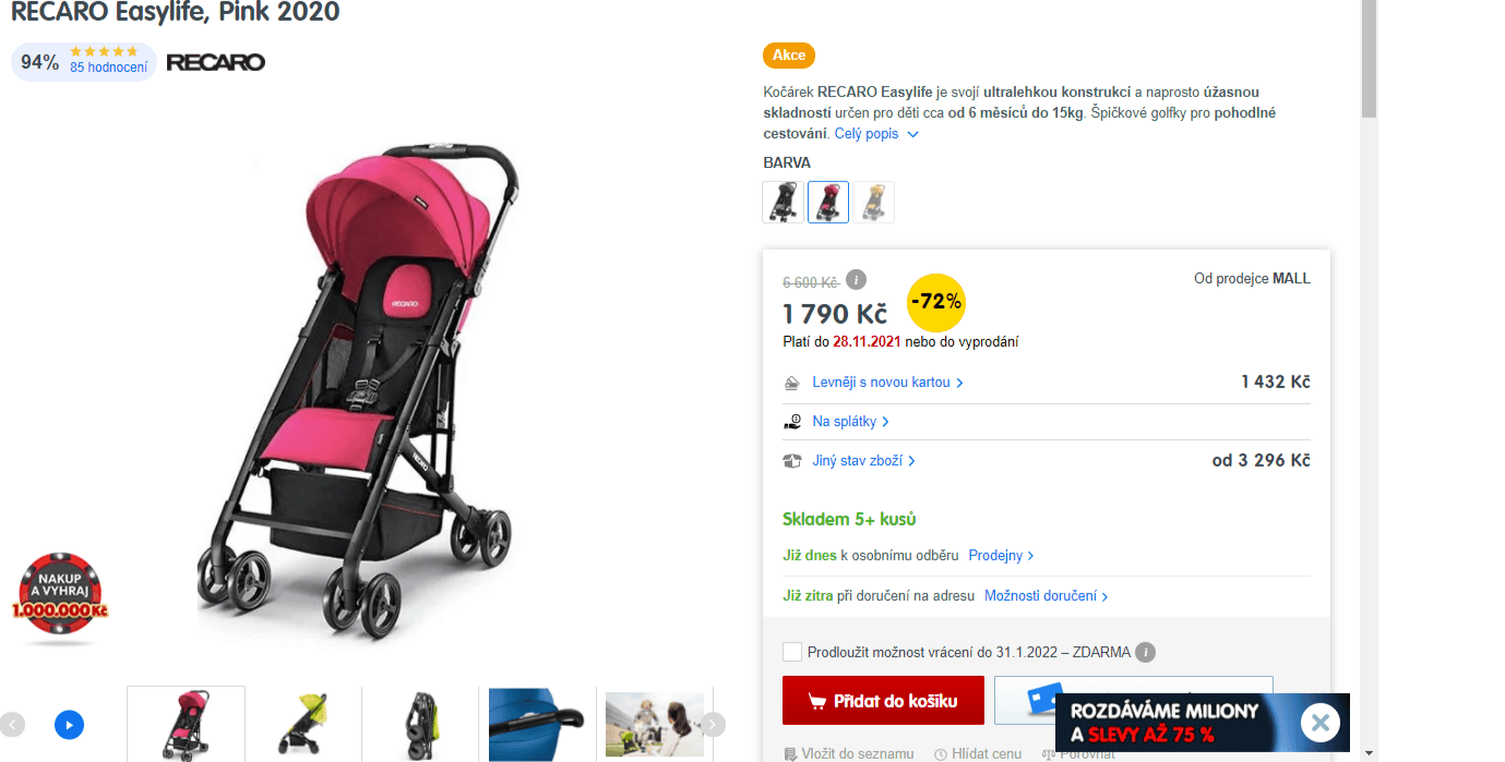 Golfky RECARO Easylife, 6 m - 15 kg