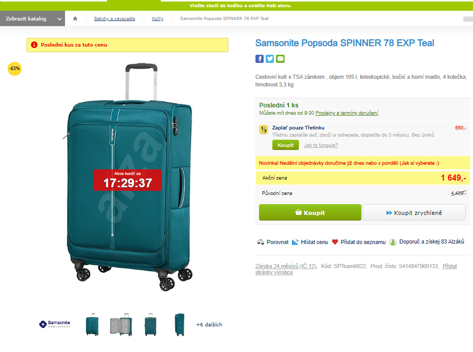 Cestovní kufr Samsonite Popsoda 105 l