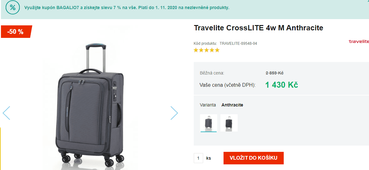Kufr Travelite CrossLITE, 80 litrů