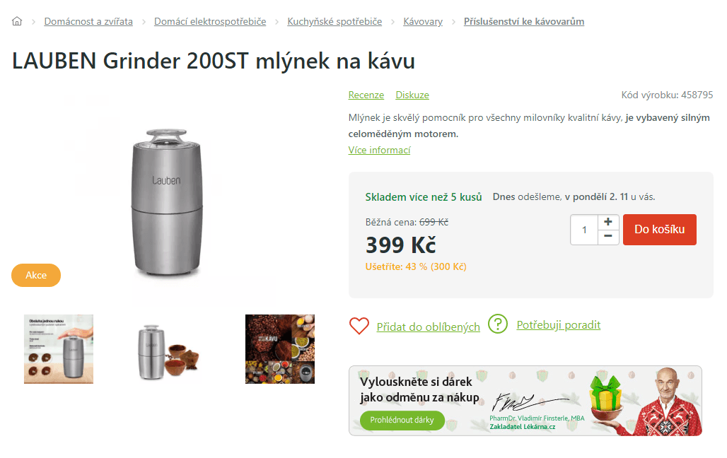Mlýnek na kávu LAUBEN Grinder 200ST