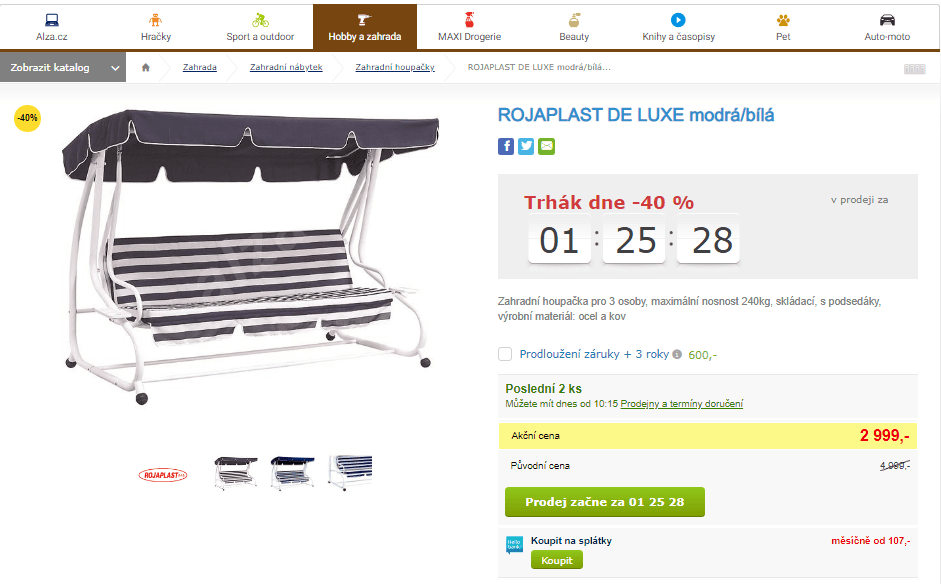 Zahradní houpačka Rojaplast DE LUXE