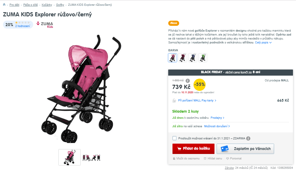 Kočárek golfový ZUMA KIDS Explorer