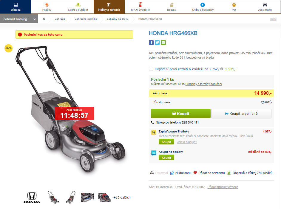 Aku sekačka rotační Honda 