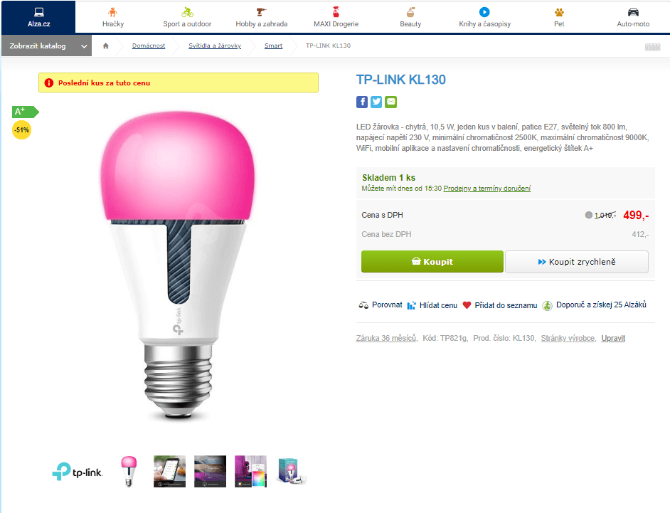 Barevná chytrá Wi-Fi LED TP-LINK