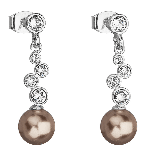 Náušnice bižuterie se Swarovski krystaly hnědé