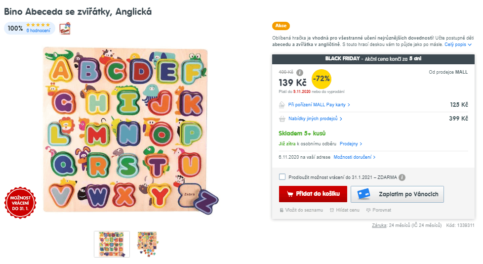 Abeceda se zvířátky Bino, anglická