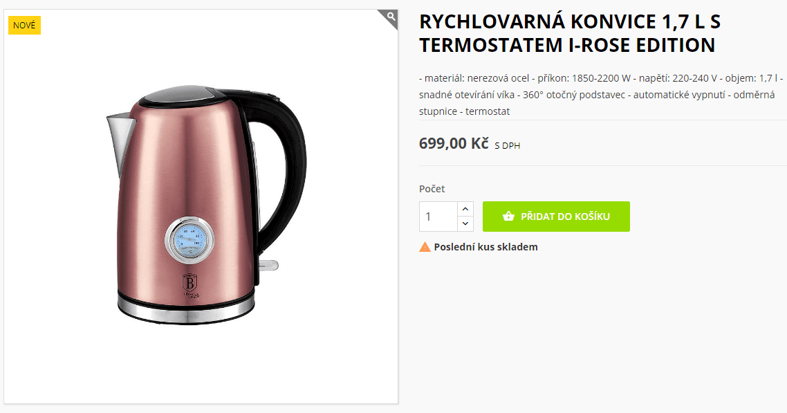 Rychlovarná konvice Berlingerhaus, 1,7 l