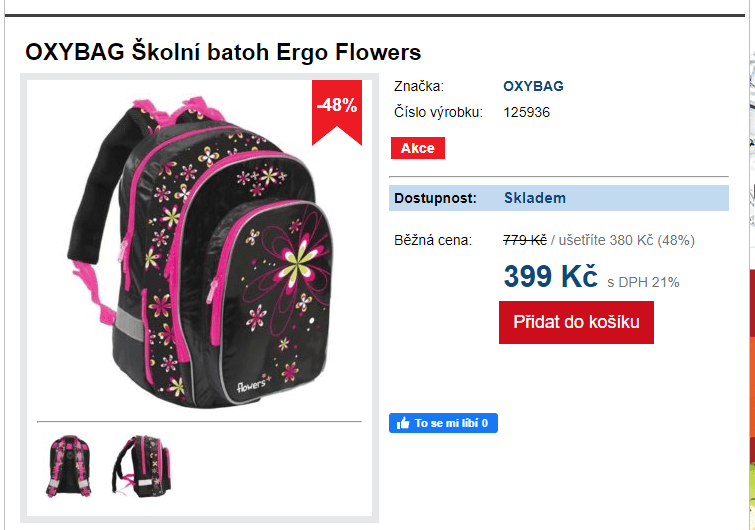 Školní batoh ERGO Flowers, 3-5 třída