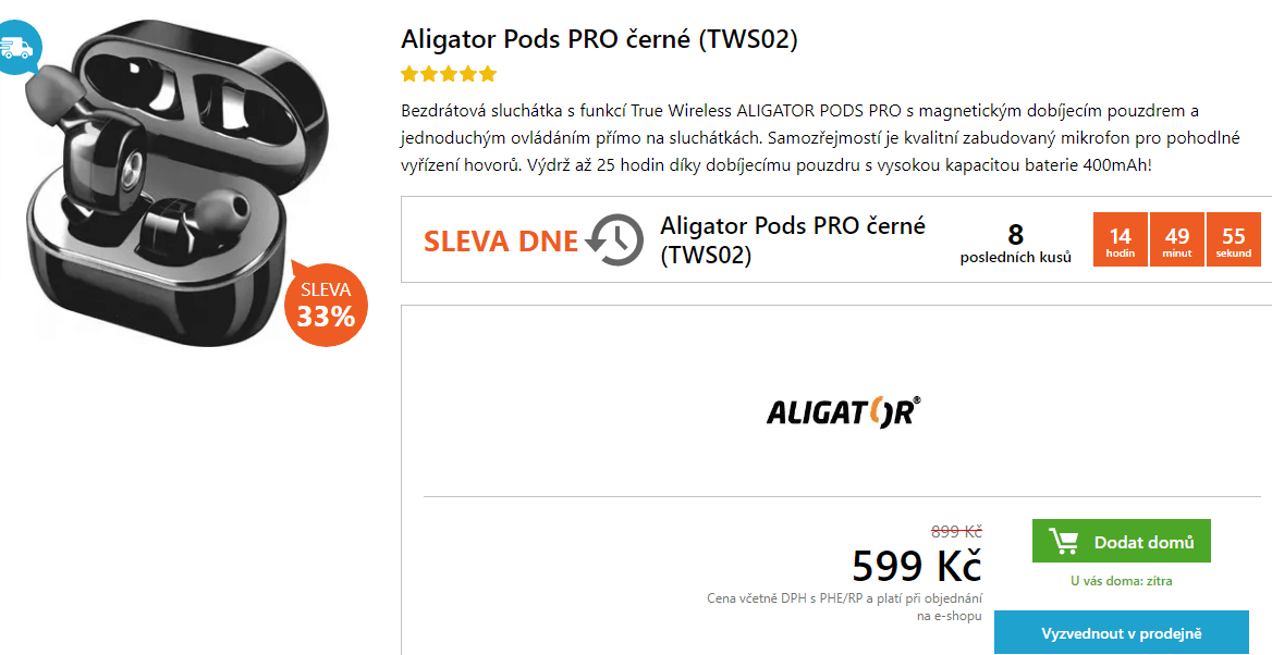 BT sluchátka Aligator Pods PRO