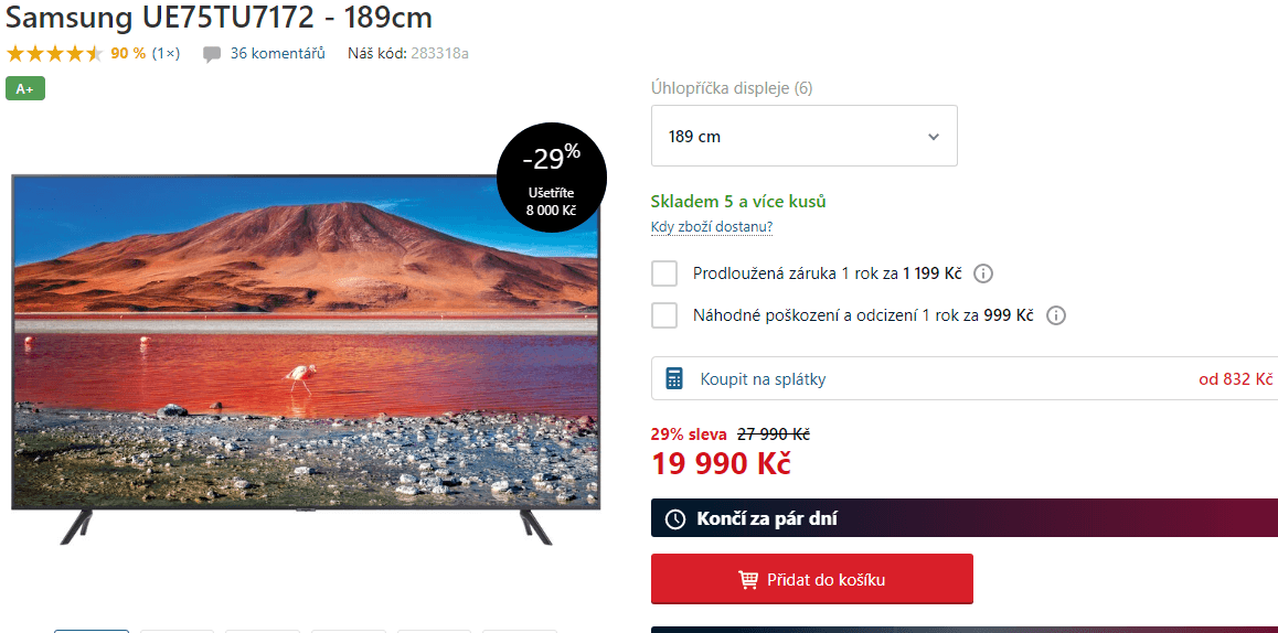 4K Smart TV, 189cm, HDR, Samsung