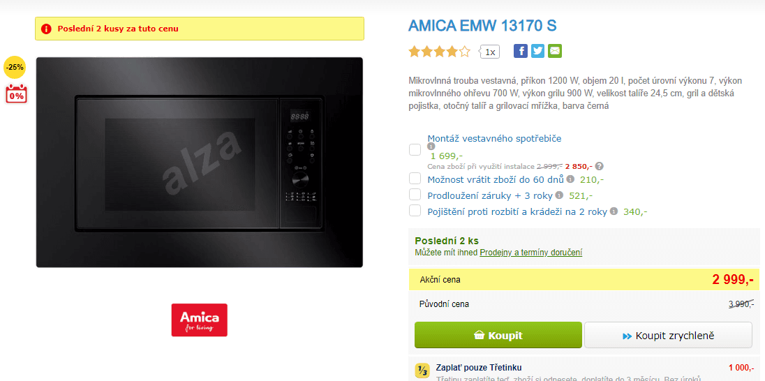 Mikrovlnka Amica, gril, 24,5 cm