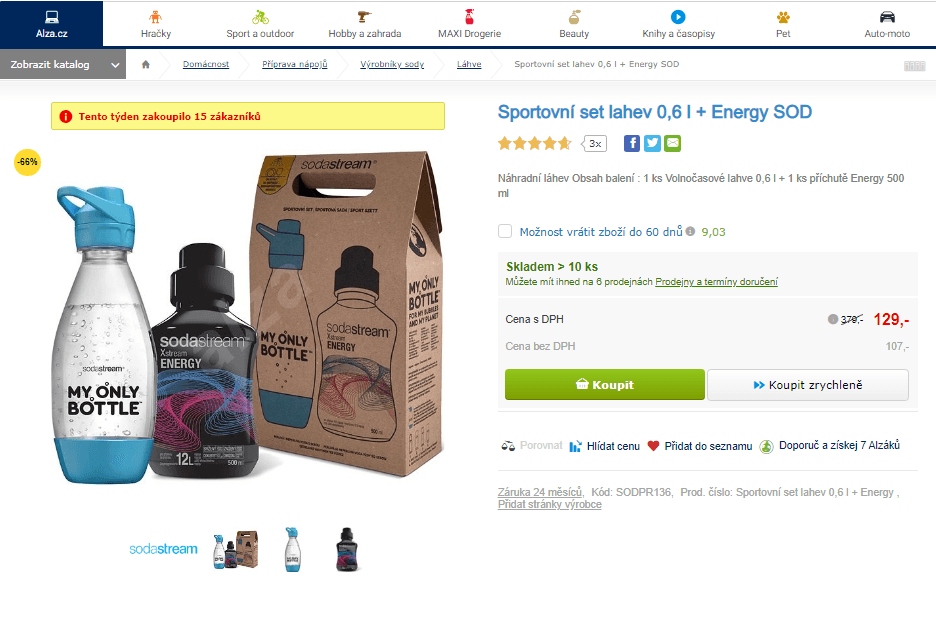 Sportovní set lahev 0,6 l + Energy SOD