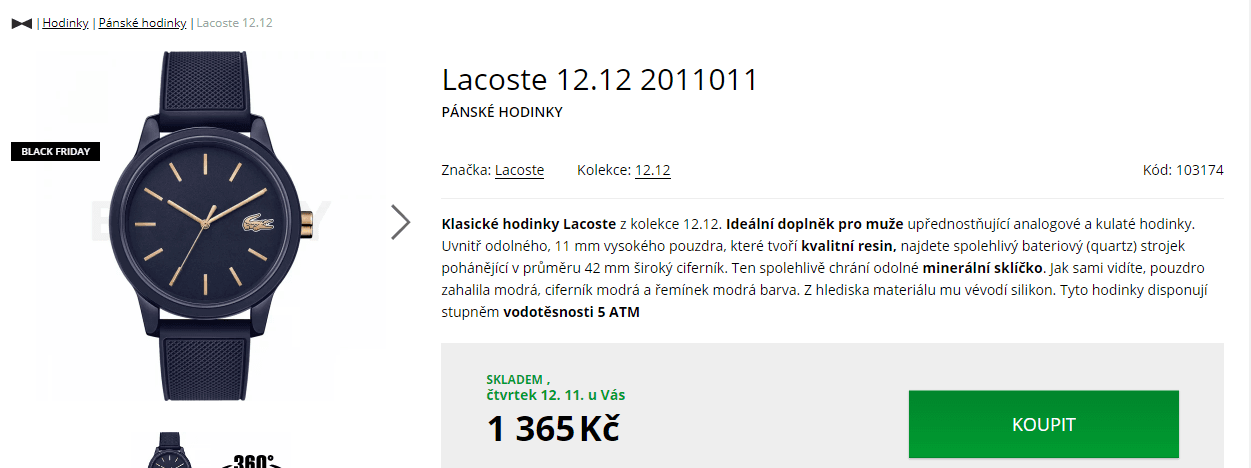 Pánské hodinky Lacoste