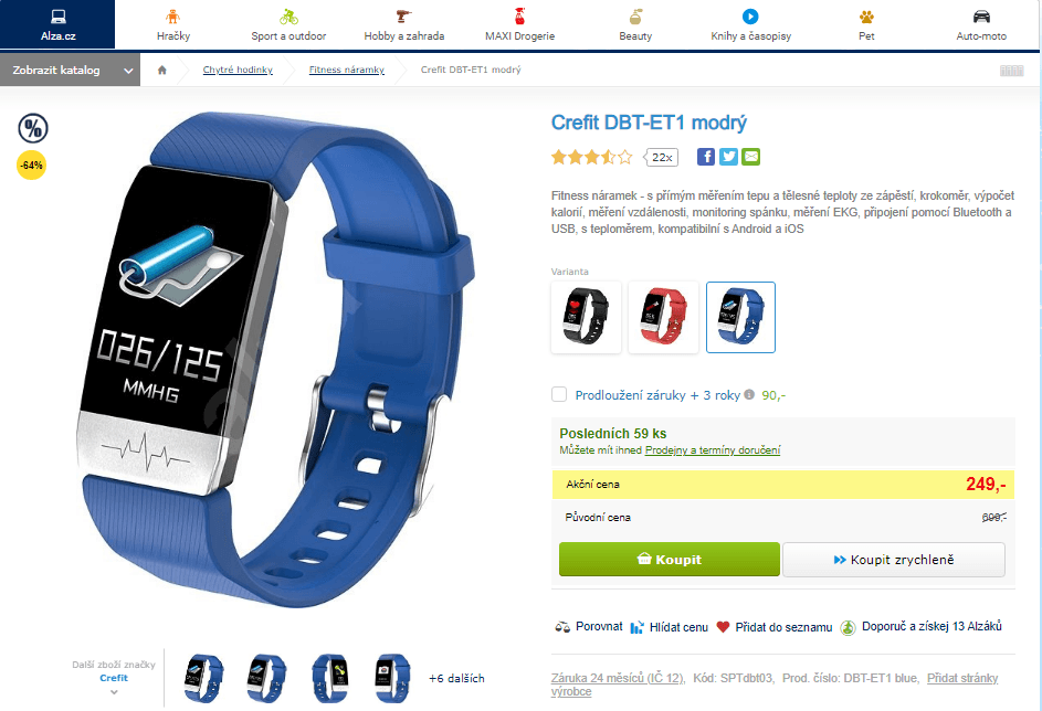 Fitness náramek Crefit Smart Watch