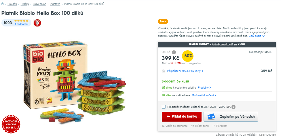 Stavebnice Bioblo Hello Box 100 dílků Piatnik