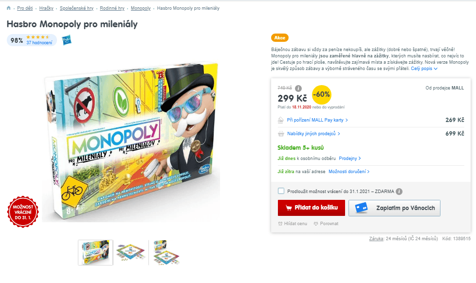 Monopoly pro mileniály Hasbro