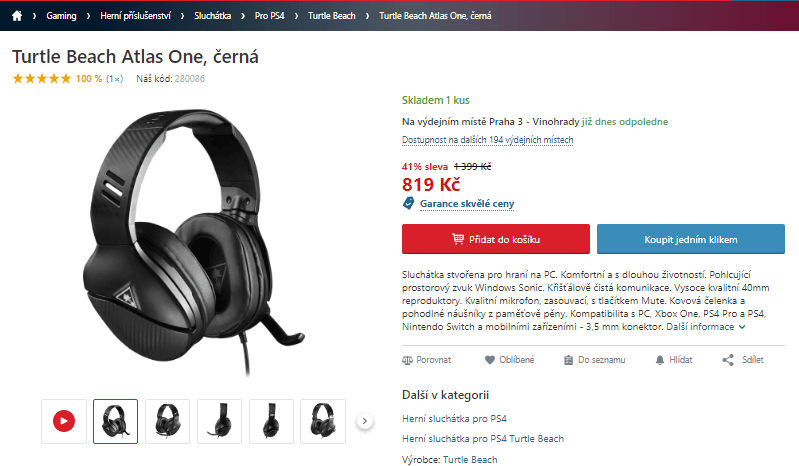 Herní sluchátka Turtle Beach Atlas One