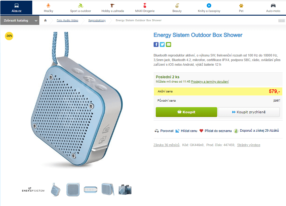 BT repro Energy Sistem Outdoor Box Shower