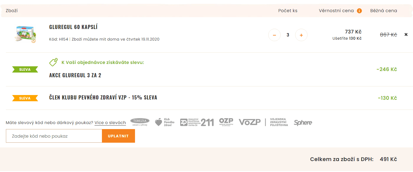 Akce 2+1 Terezia Gluregul 60 kapslí