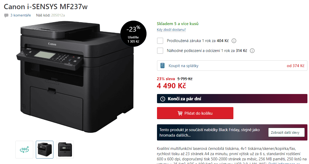 ČB laser multifunkce, WIFI, Canon