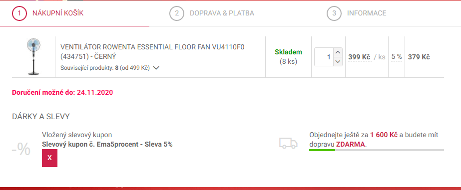 Stojanový ventilátor Rowenta, 40 cm, 3 rychlosti