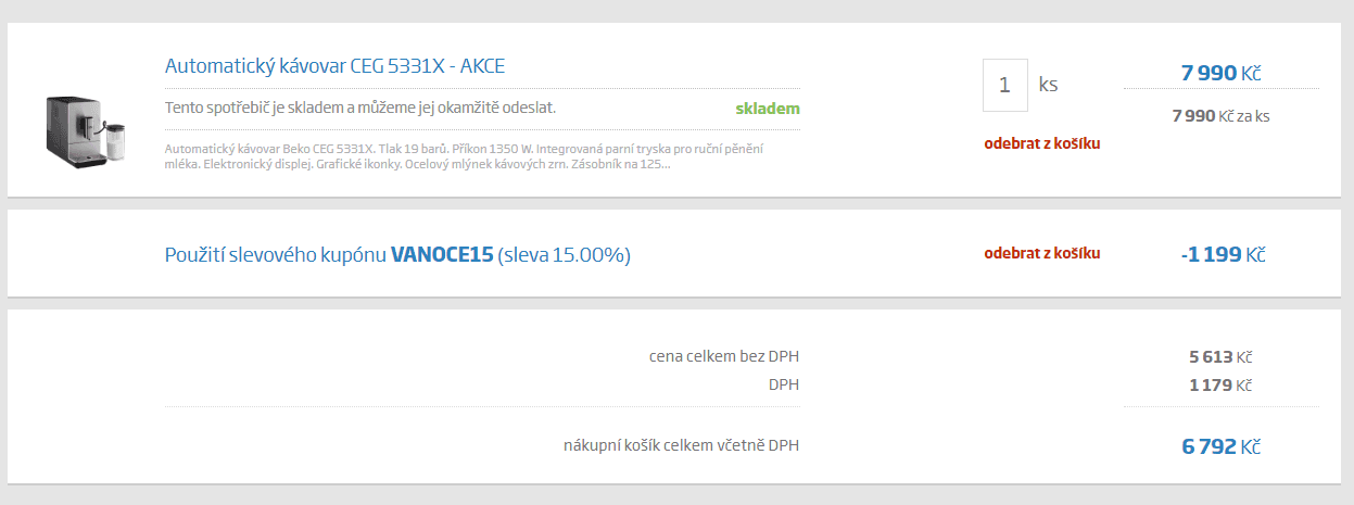 Plnoautomat Beko, automat, 19 bar