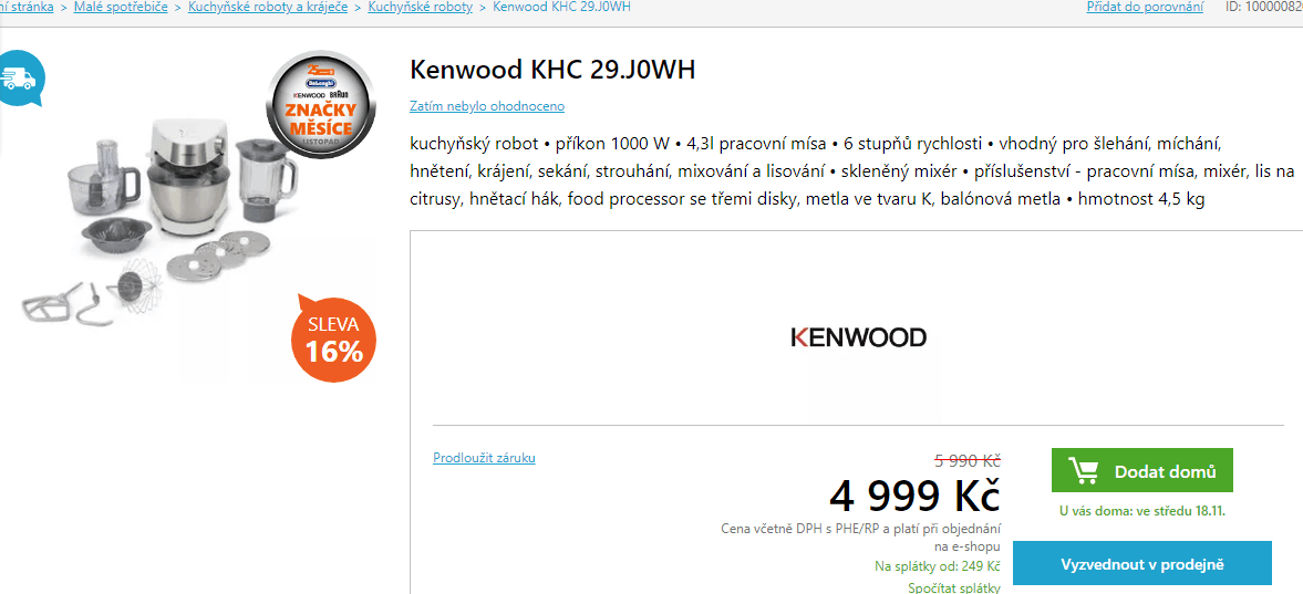 Kuchyňský robot Kenwood, 4,3 l.